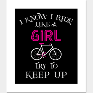 Cute Bicycle Bike Woman Girl Birthday Mothers Day Posters and Art
